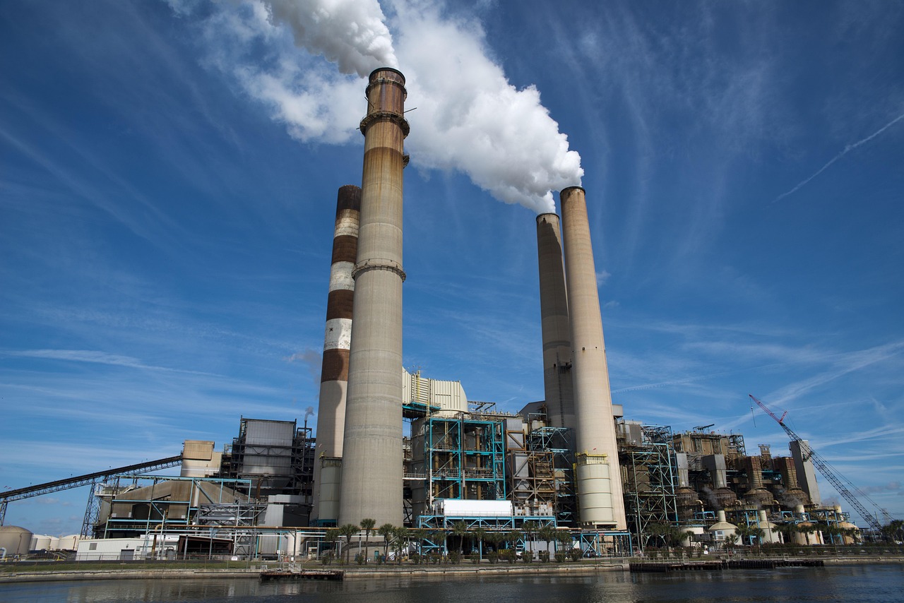 power plant, ruskin fl, florida, ruskin florida, smoke stack, plant, power, nature, industry, energy, industrial, steam, factory, pollution, smoke, gas, tower, stack, pollute, blue plant, blue smoke, blue energy, blue plants, blue power, blue pollution, blue industry